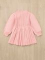 SHEIN Baby Girls' Cute Long Sleeve High-necked Sweater Dress