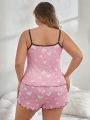 Plus Size Women's Heart Shaped Camisole & Shorts Homewear