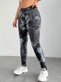 SHEIN Coolane Plus Size Women's Tie Dye V-waist Leggings