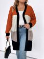 SHEIN LUNE Plus Size Colorblock Drop Shoulder Cardigan