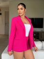 SHEIN SXY Ladies' Solid Color Single Breasted Suit Set