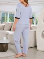 Plus Size Women's Lace Trimmed Pajama Set