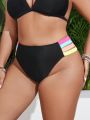 SHEIN Swim BohoFeel Plus Size Women'S Color Block Swimsuit Bottoms