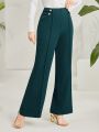 SHEIN Modely Women'S Button Decoration Bell-Bottomed Pants