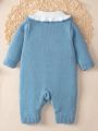 Baby Girl Peter Pan Collar Button Front Sweater Jumpsuit