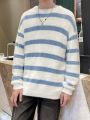 Manfinity Hypemode Men'S Striped Drop Shoulder Long Sleeve Round Neck Sweater