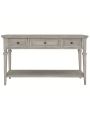 Classic Retro Style Console Table with Three Top Drawers and Open Style Bottom Shelf, Easy Assembly