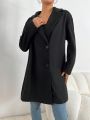 SHEIN Essnce Ladies' Single-breasted Solid Color Coat