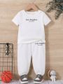 SHEIN Baby Boy Letter Graphic Tee & Sweatpants