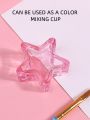 1pc Multi-functional Pink Mini Pentagram Crystal Cup For Brush Washing And Mixing Colors