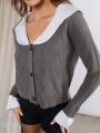 Luxe Womens Romantic Collared Cardigan