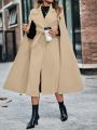 Solid Color Long Cape Woolen Coat