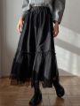 FRIFUL Women'S Ruffle Hem Midi Skirt