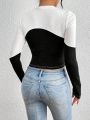 Women'S Contrast Color Long Sleeve T-Shirt