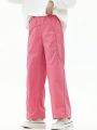 SHEIN Kids HYPEME Girls' Stylish Contrast Trim Pants