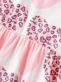 Baby Girls' Spring/Summer 2pcs Heart Printed Cute Elegant Romantic Daily/Casual Dresses