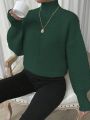 SHEIN Essnce High Neck Drop Shoulder Sweater