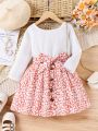 Young Girl Ditsy Floral Print Belted Dress