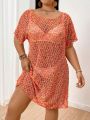 SHEIN Swim Basics Plus-Size Hollow Out Knitted Cover Up
