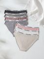SHEIN Plus 7pack Letter Tape Waist Contrast Binding Panty