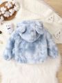 Baby Boy Letter Patched 3D Ear Design Hooded Teddy Coat