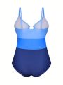 SHEIN Swim Vcay Plus Size One-Piece Colorblock Swimsuit