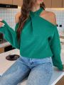 SHEIN Essnce Solid Color Off Shoulder Sweater