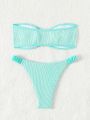 SHEIN X Lily May Mac Women's Mint Green Bikini Set With Separated Top And Bottom