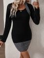 Two Tone Sweater Dress