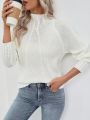 Solid Color Turtleneck Drop Shoulder Sleeve Sweater