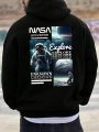 Men's Plus Size Astronaut Printed Hoodie