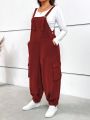 SHEIN LUNE Plus Flap Pocket Side Overall Jumpsuit Without Tee