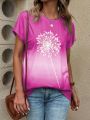 Dandelion Print Batwing Sleeve Tee