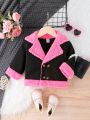 Baby Girls' Color-block Wool Coats, Suitable For Autumn And Winter