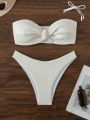 SHEIN Swim Mod Twist Detail Strapless Bikini Swimsuit Set