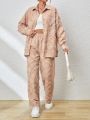 SHEIN Essnce Drop Shoulder Fuzzy Coat & Pants