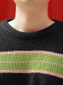 Men'S Striped Drop-Shoulder Long-Sleeved Sweater