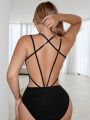 SHEIN SXY Spring Women Clothes Women'S Tight-Fitting Bodysuit With Beautiful Back