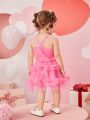 Girls' Mesh & Pleated Skirt Set, Elegant, Cute, Fashionable And Trendy