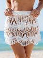 SHEIN Swim BohoFeel Women's Hollow Out Knit Cover Up Skirt
