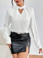 SHEIN Privé Keyhole Neck Long Sleeve Blouse