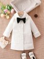 Baby Girl Bow Front Dual Pocket Overcoat