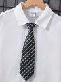 SHEIN Kids FANZEY Boy's (big Boy's) Casual Elegant Campus Shirt And Gentleman Pants 2pcs/set