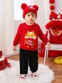 SHEIN Baby Boys' Chinese Style Round Neck Long Sleeve Sweatshirt - A Must-have For Chinese New Year