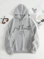 Women's Hooded Heart Printed Fleece Sweatshirt