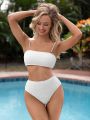 SHEIN Leisure Women's Plain Color Swimsuit Set