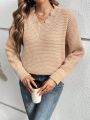 SHEIN Frenchy Knitted Sweater With Scallop Edge Detail And Drop Shoulder Sleeves