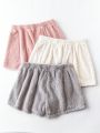 SHEIN SXY Plus Size Women's Solid Color Drawstring Plush Shorts