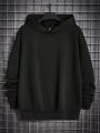 SHEIN Extended Sizes Men Plus Slogan & Cartoon Graphic Drop Shoulder Hoodie