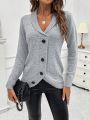 SHEIN LUNE Shawl Collar Button Front Sweater